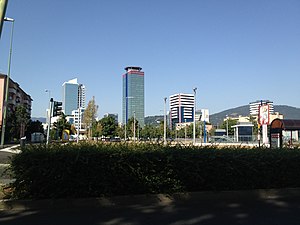 A view of the Brescia Due skyscrapers.