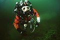 Gordon Smith with his prototype closed circuit rebreather