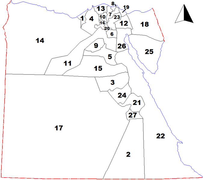 File:Governorates of Egypt 2011 (Numbered).png