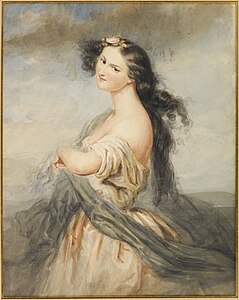 Portrait imaginaire et rétrospectif de Juliette Drouet vers 1835, par André-Charles Voillemot