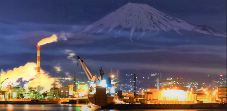 東海工業地域と富士山