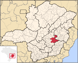 Ligging van de Braziliaanse microregio Itabira in Minas Gerais