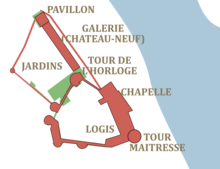 Plan supposé du château à la Renaissance.