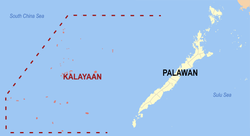 Map of Palawan with Kalayaan highlighted