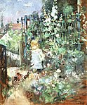 Berthe Morisot: Barn mellan stockrosor, 1881