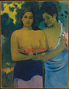 Pechos con flores rojas, o Dos tahitianas con flores de mango (1899)