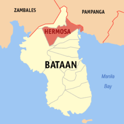 Mapa ning Bataan, Pampanga ampong Hermosa ilage