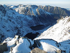 View from Rysy to Czarny Staw pod Rysami and Morskie Oko