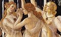 Sandro Botticelli (1445–1510): Primavera (detail with the three graces), 1485–1487