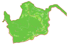 Mapa konturowa gminy Kostel, blisko centrum na lewo u góry znajduje się punkt z opisem „Drežnik”