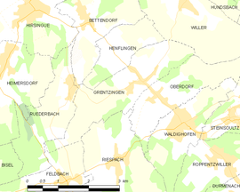 Mapa obce Grentzingen