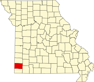 Map of Missouri highlighting Newton County