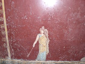 Fresco of Villa San Marco in Stabiae – Iphigenia with the palladium on a shoulder and a torch in her right hand