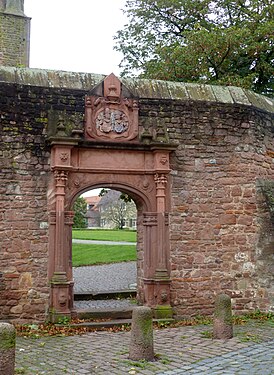 Portal near the Saint Sebastian chapel, with Kronberg arms