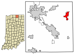 Location of Middlebury in Elkhart County, Indiana.