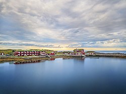 View of a hotel on the Hustadvika shoreline