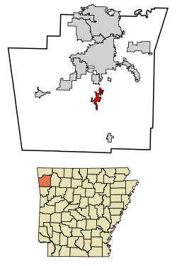 Location of West Fork in Washington County, Arkansas.