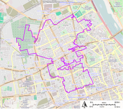 Anachronistic map with borders of the Warsaw Ghetto in November 1940, with location of Umschlagplatz for awaiting death trains