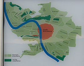 Würzburg mit historischen und heutigen Weinlagen