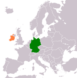 Map indicating locations of Germany and Ireland