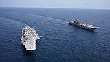 Vikrant performing manoeuvres with Vikramaditya