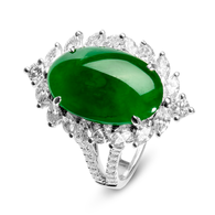 Кольцо с зелёным жадеитом и бриллиантами