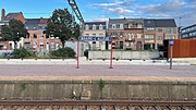 Place name sign on a platform