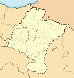 Mapa konturowa Nawarry, u góry nieco na prawo znajduje się punkt z opisem „Roncesvalles”