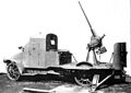 A Russian Austin-Putilov armored car with a 6-pounder anti-aircraft gun.