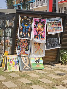 image of Women facial and animal paints on display in Kigali in Rwanda