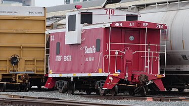 A former ATSF caboose now being used by the BNSF as a switching platform.