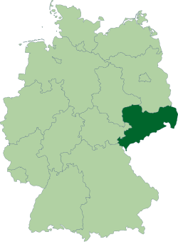 Разположение на Саксония в Германия