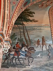 Fresque de la chapelle sud : scène médiévale