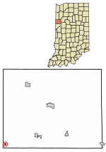 Location of Ambia in Benton County, Indiana.