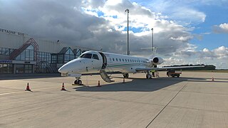 ERJ145 d'Amelia International sur la ligne régulière Lorient-Lyon (Oct.2018).