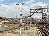 Platform eastbound towards Paddington main line station. Note the six numbered approach lines