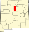 State map highlighting Santa Fe County