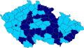 Grootste partij per okres Lichtblauw - ANO Donkerblauw - SPOLU