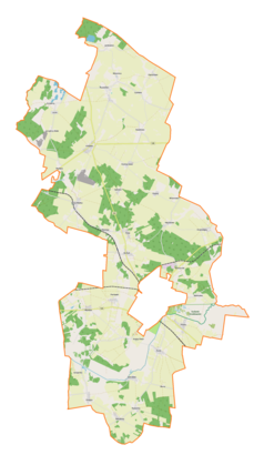 Mapa konturowa gminy wiejskiej Działdowo, po lewej znajduje się punkt z opisem „Turza Wielka”