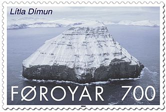 Lítla Dímun im Winter. Färöische Briefmarke von 2004