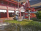 The rōmon leads to the haiden, or oratory, which in turn leads to the honden.
