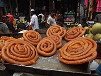 Shahi jilapi, meaning King's jilapi, in Dhaka, Bangladesh.[34] It is the largest form of the dessert.