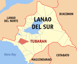 Mapa ning Lanao del Sur ampong Tubaran ilage