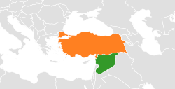 Lage von Syrien und Türkei