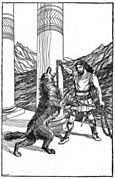 Thor Chaining Fenrir by H. L. M.jpg