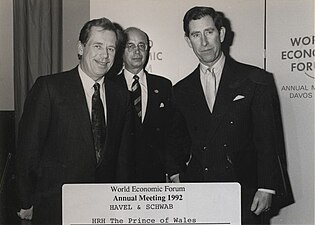 S prezidentem Václavem Havlem během Světového ekonomického fóra, rok 1992