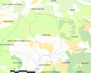 Poziția localității Clarensac