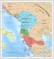 Pachaliks ottomans incluant des populations albanaises en Albanie, Grèce, Macédoine et Serbie (1790-1795)