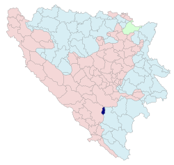 Location of Istočni Mostar within Bosnia and Herzegovina