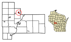 Location of Merrillan in Jackson County, Wisconsin.